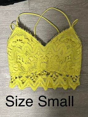 Yellow Lace Bralette - Strappy Cropped Top
